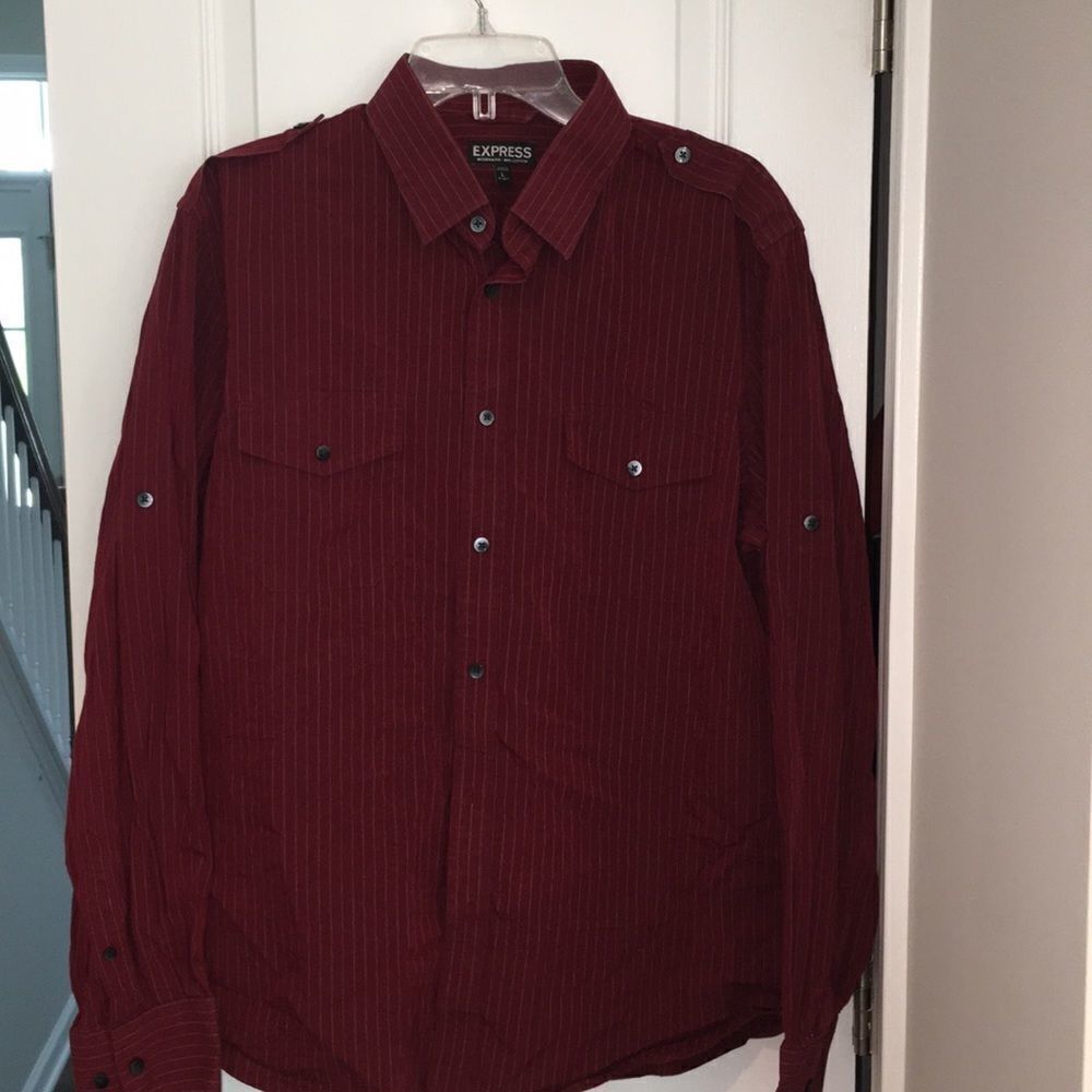 Red Express Stripe Military Safari LS casual shirt